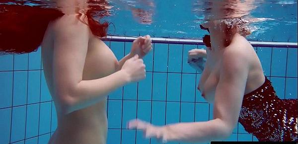  Big titted hairy and tattoed teens in the pool